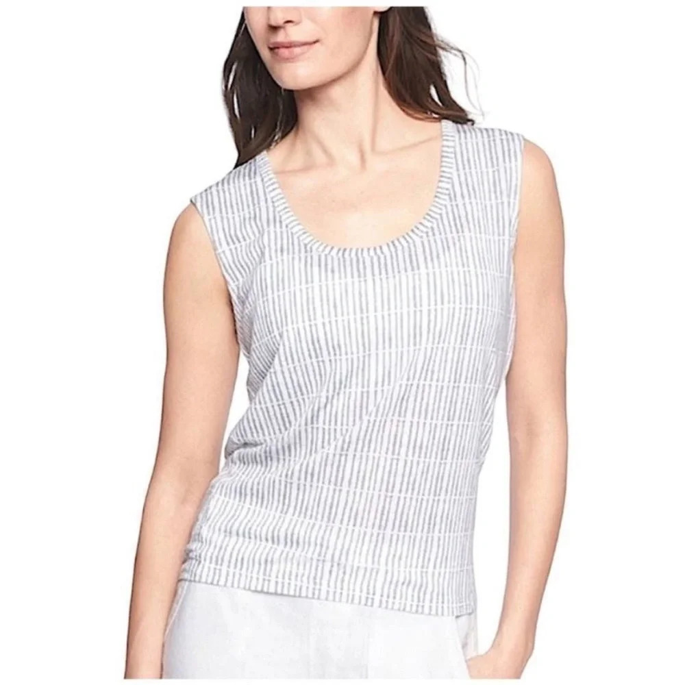 Athleta Breezy Muscle Tee Cobbletone Grey Size Small Gray Printed Tank Top